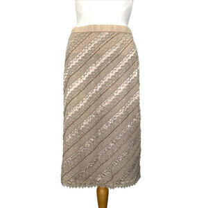 Vintage TSE Beige Beaded Silk Skirt S/M Small Medium Cocktail Flapper Party